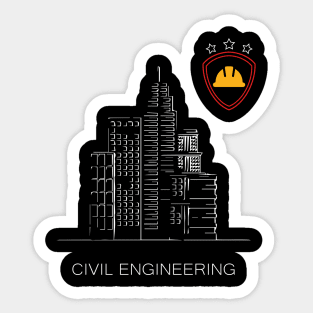 Civil engineering text, logo, and buildings Sticker